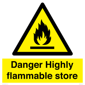 Danger Highly flammable store sign